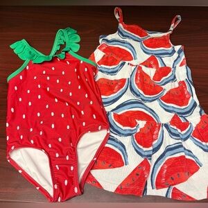Watermelon Strawberry lot bundle- dress & swimsuit 2T